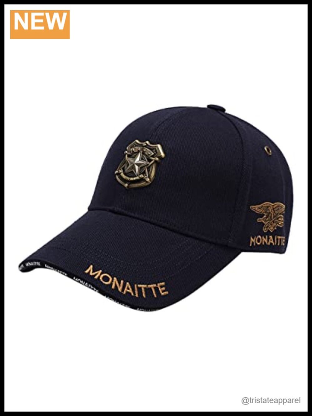Metal Badge Cotton Baseball Cap Unisex Adjustable Mesh Back Dad Hat